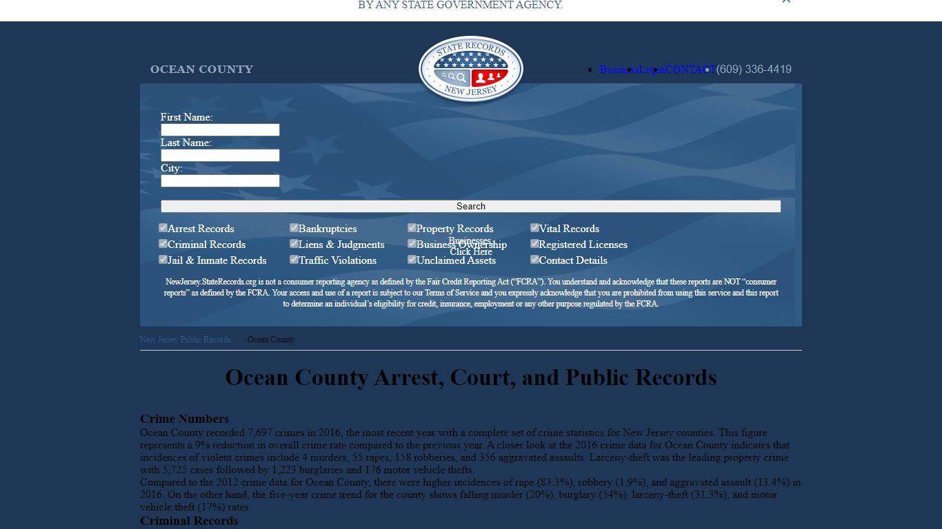 Ocean County Arrest, Court, and Public Records