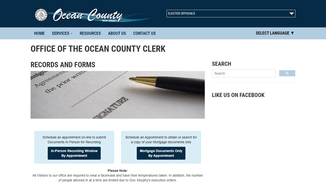 Records and Forms | Office of the Ocean County Clerk