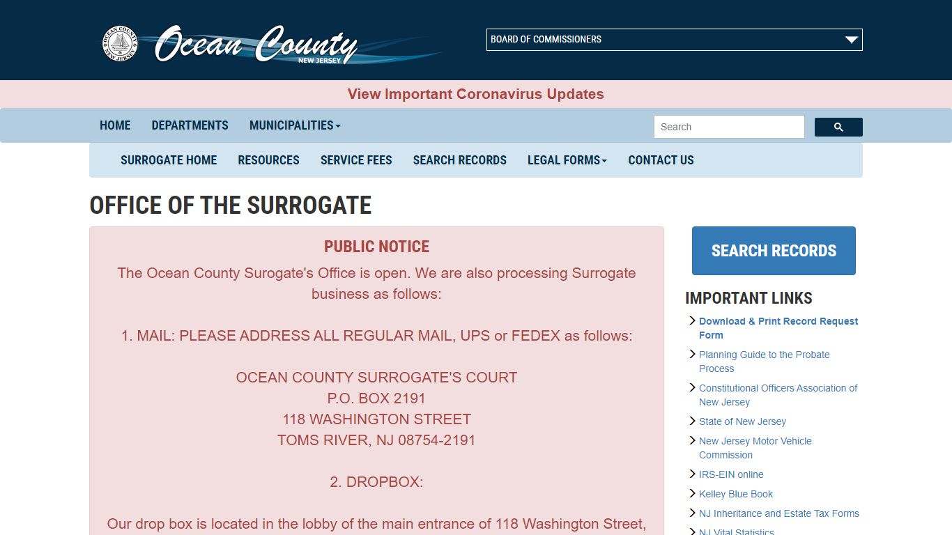 Office of the Surrogate | Ocean County Government